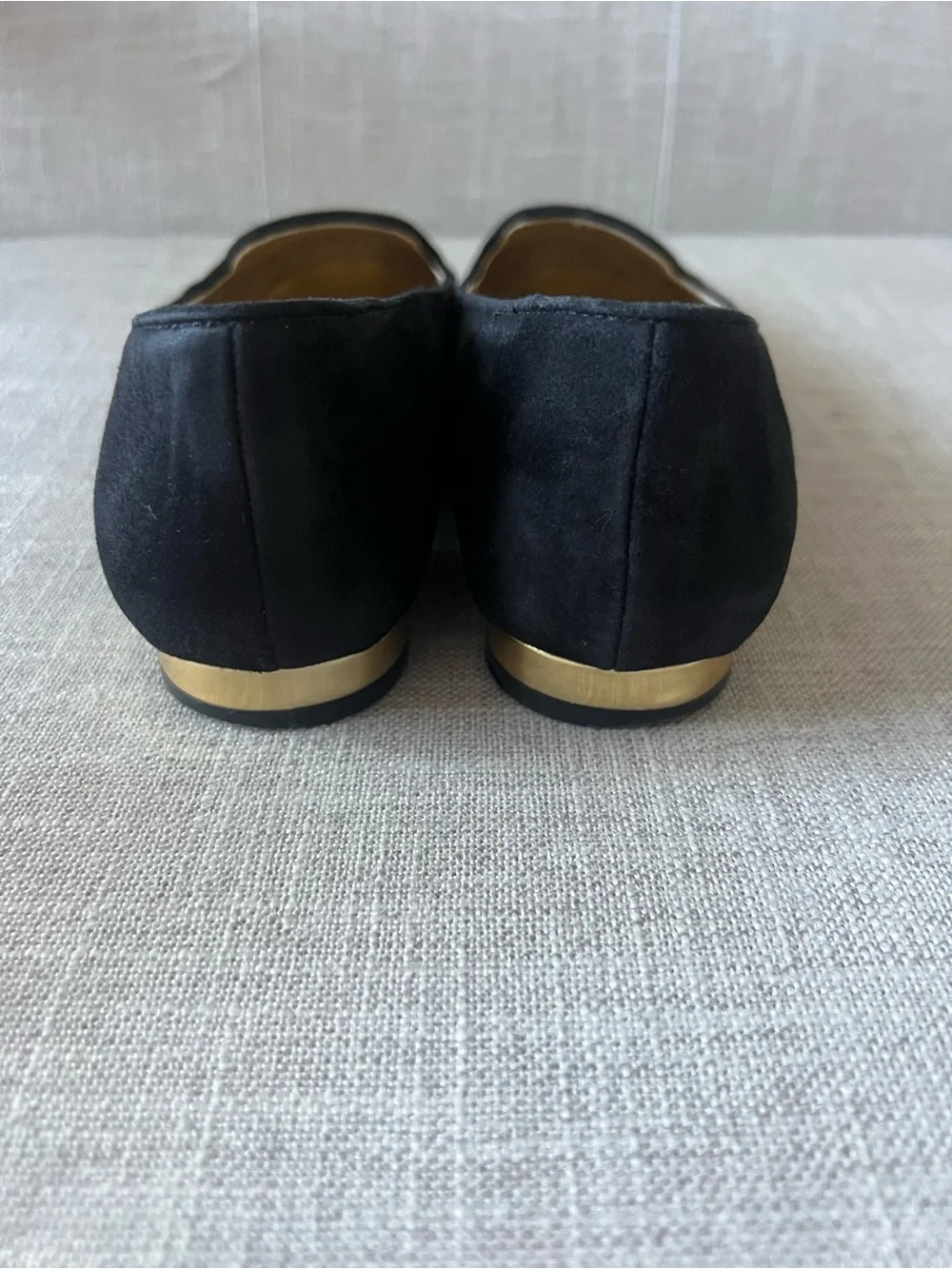 Anne Klein women’s dressy office Black leather gold Studded Loafer flats, 6.5